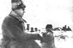 К.К. Рокоссовский на наблюдательном пункте 65-й армии в районе Мариновки